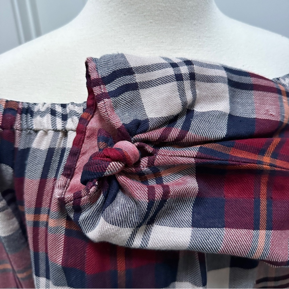 ANTHROPOLOGIE Cloth & Stone Plaid Off-The-Shoulder Tunic Dress - Picture 7 of 12